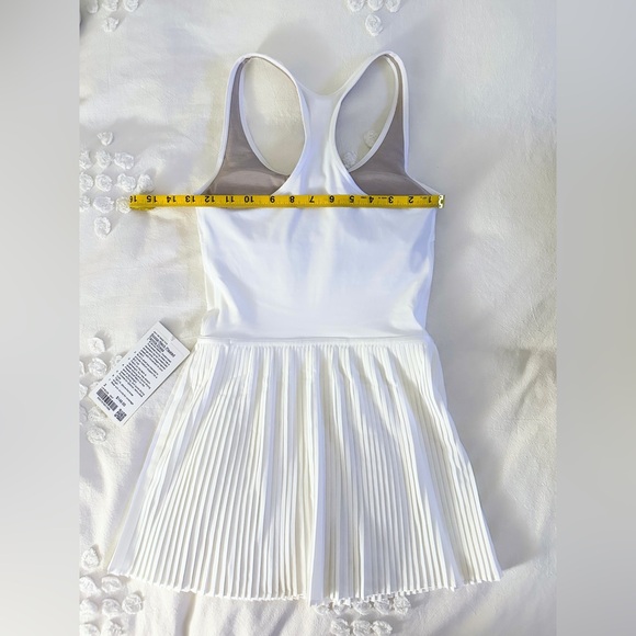 NWT Scoop-Neck Pleated Linerless Tennis Dress - White - 2 - Picture 11 of 13